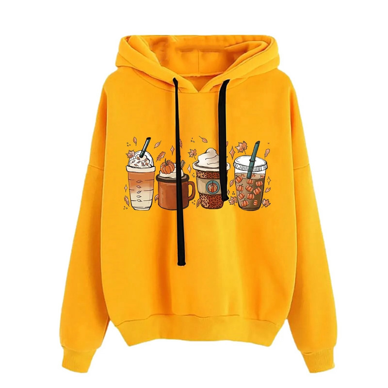 Sieviešu džemperis ar apaļu kaklu, garām piedurknēm, Helovīna apdruka, vienkrāsains džemperis ar kapuci.