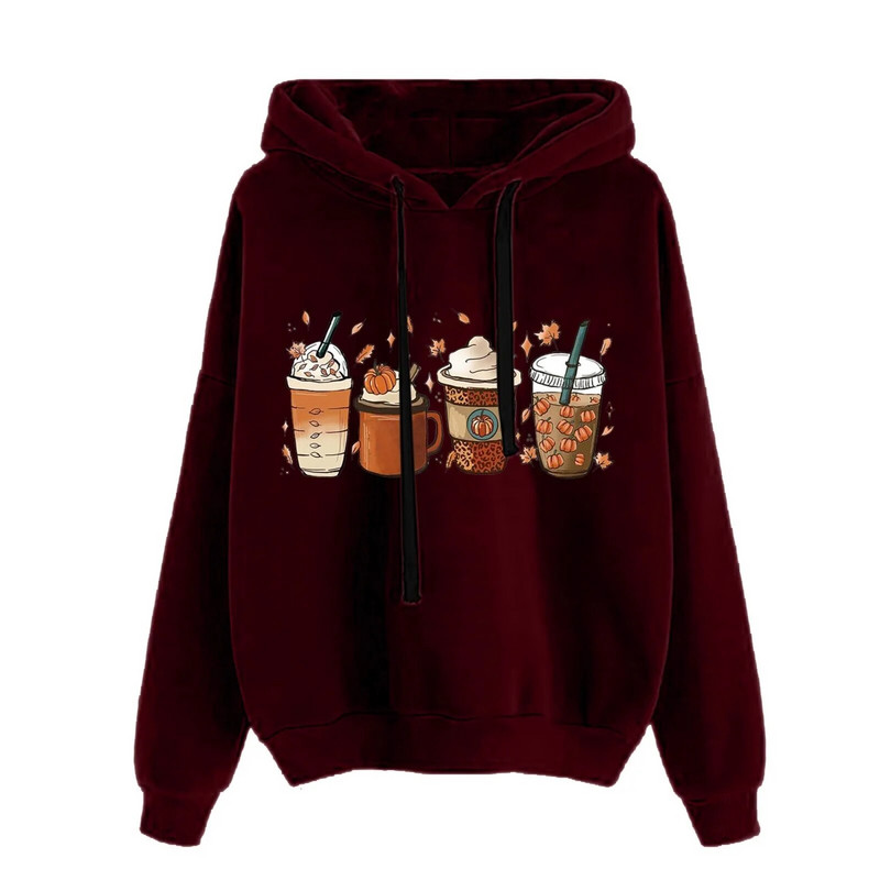 Sieviešu džemperis ar apaļu kaklu, garām piedurknēm, Helovīna apdruka, vienkrāsains džemperis ar kapuci.