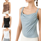 Topuri fără mâneci cu volanat de vară Tricouri pentru femei Solid Casual Fashion Yoga Crop Top Damă High Street Tie Up Croptop Fitness