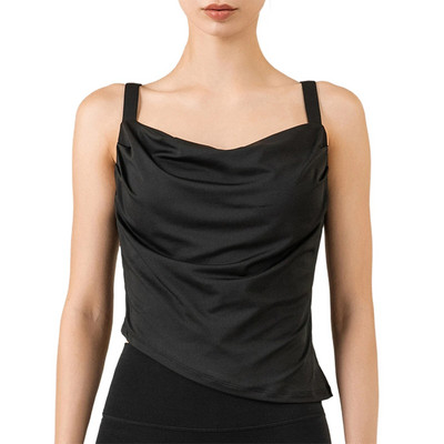 Topuri fără mâneci cu volanat de vară Tricouri pentru femei Solid Casual Fashion Yoga Crop Top Damă High Street Tie Up Croptop Fitness