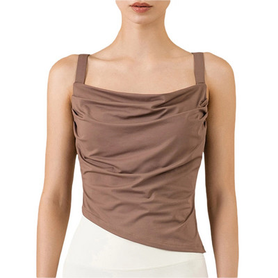 Topuri fără mâneci cu volanat de vară Tricouri pentru femei Solid Casual Fashion Yoga Crop Top Damă High Street Tie Up Croptop Fitness