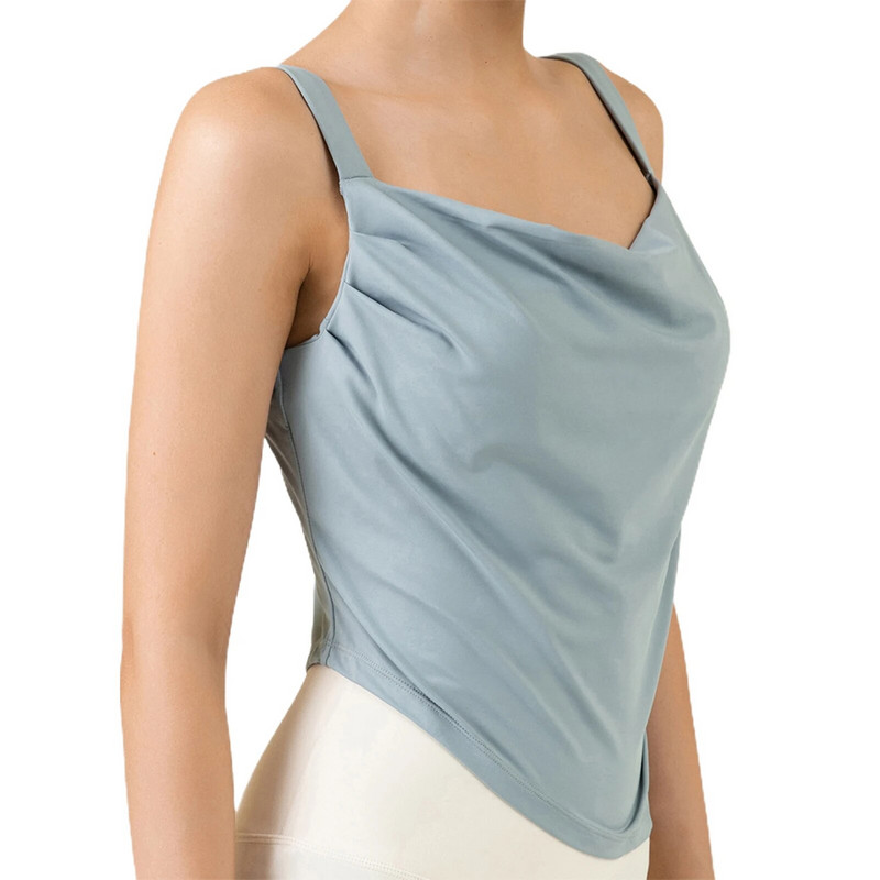 Suvised ruched varrukateta särgid T-särgid Naiste vabaaja mood Jooga Crop Top Naiste High Street Tie Up Croptop Fitness