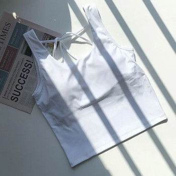 Γυναικείο μπλουζάκι Όμορφη πλάτη υψηλής ελαστικότητας γυμνό φόρεμα γιόγκα με μαξιλαράκι στήθους Ανανεωτικό αναπνέον αθλητικό αμάνικο γιλέκο γυμναστικής