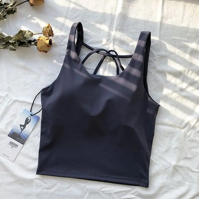 Maieu pentru femei, spate frumos, elasticitate ridicată, îmbrăcăminte de yoga nudă, cu pernă de piept, revigorant, respirabil, sport, vestă fără mâneci