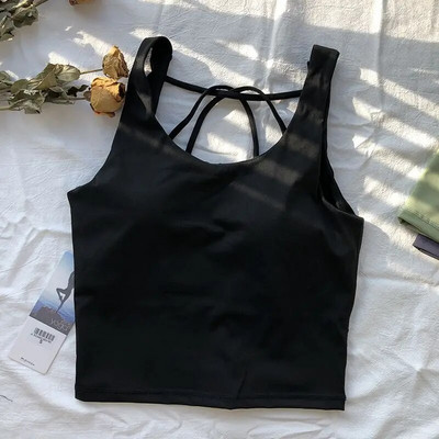 Maieu pentru femei, spate frumos, elasticitate ridicată, îmbrăcăminte de yoga nudă, cu pernă de piept, revigorant, respirabil, sport, vestă fără mâneci