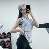 Vestă pentru alergare femei, vară, cu uscare rapidă, bluze sportive, topuri de yoga, tricou largi fără mâneci, litere, îmbrăcăminte exterioară lungă, îmbrăcăminte de gimnastică