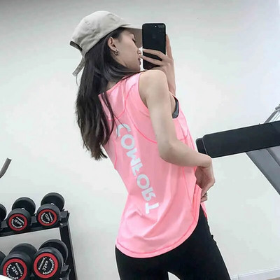 Vestă pentru alergare femei, vară, cu uscare rapidă, bluze sportive, topuri de yoga, tricou largi fără mâneci, litere, îmbrăcăminte exterioară lungă, îmbrăcăminte de gimnastică
