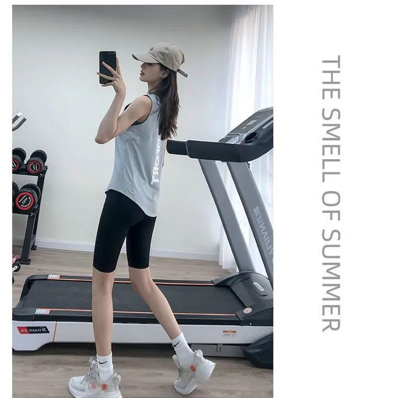 Γιλέκο τρεξίματος Γυναικεία καλοκαιρινά Αθλητικά μπλούζες που στεγνώνουν γρήγορα Μπλούζες γιόγκα Χαλαρά αμάνικα μπλουζάκια γράμματα Μακριά εξωτερικά ρούχα γυμναστικής