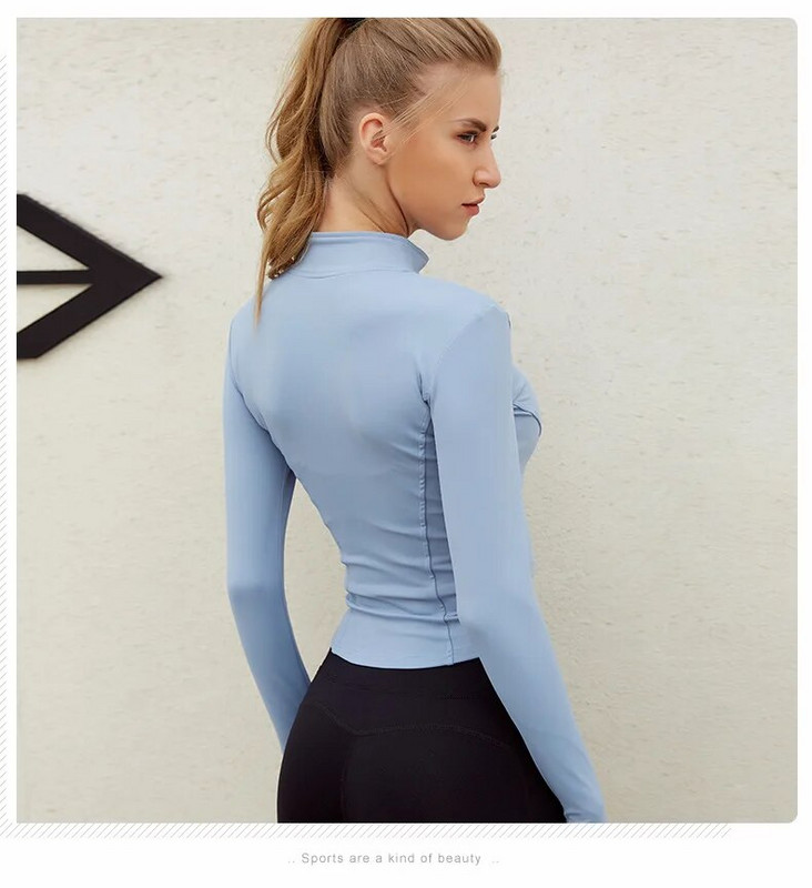 SUOTF ilgomis rankovėmis pasižymintys jogos marškinėliai moteriški užtrauktuku Fitness jogos marškinėliai žiemai šilta sporto salė Viršutinė aktyvi apranga bėgimo paltai jogos marškinėliai Moteris