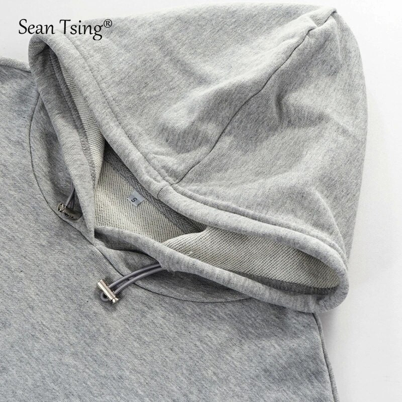 Sean Tsing® Sports, 100% kokvilnas kapuces, sporta krekli Sieviešu vienkrāsaini džemperi ar garām piedurknēm, ikdienas jogas treniņiem piemēroti fitnesa apgriezti topi