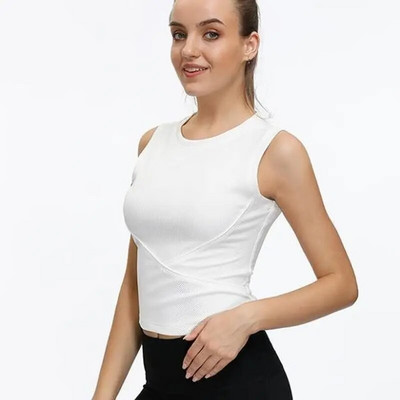 Vestă fără mâneci pentru sport de vară, tricou strâns, cu uscare rapidă, îmbrăcăminte sexy pentru yoga, alergare, fitness, maiuri fără mâneci
