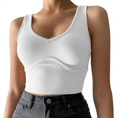 Nouă sosire femeie vară sexy cu decolteu în V crop top tricou femei negru top sexy streetwear tank tops ropa mujer топ женский