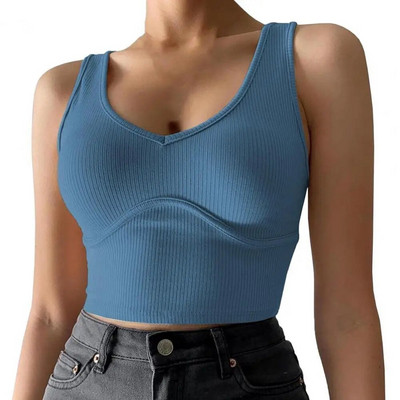 Nouă sosire femeie vară sexy cu decolteu în V crop top tricou femei negru top sexy streetwear tank tops ropa mujer топ женский