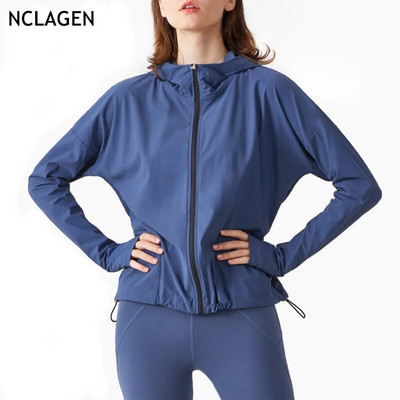 NCLAGEN Autumn Zipper Fitness Sport Jacket Active Wear Women Coat Leisure Loose Gym Workout Breathable Running Top Sportswear