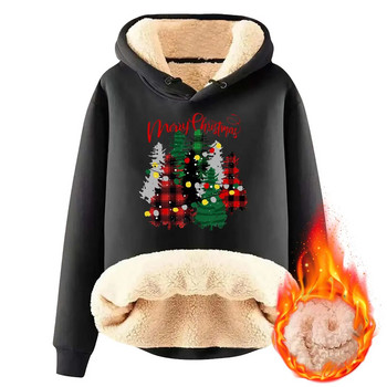 Χριστουγεννιάτικο πουλόβερ με κουκούλα και βελούδινο παχύρρευστο Ζεστό φαρδύ γυναικείο φθινοπωρινό μπλουζάκι Γυναικείο πάνω από φούτερ Γυναικεία φούτερ με κουκούλα