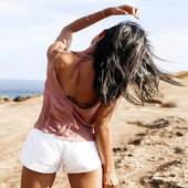 Femei ocazional fără spate, fără mâneci, vestă sport, top de fitness, uscare rapidă, cămașă de yoga pentru alergare, umăr subțire, îmbrăcăminte sportivă pentru femei
