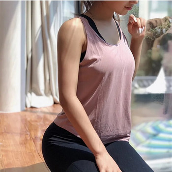 Γυναικείο αμάνικο αμάνικο αθλητικό γιλέκο γυμναστικής Top Quick Dry Loose τρέξιμο πουκάμισο γιόγκα με λεπτό ώμο Γυναικεία αθλητικά ρούχα