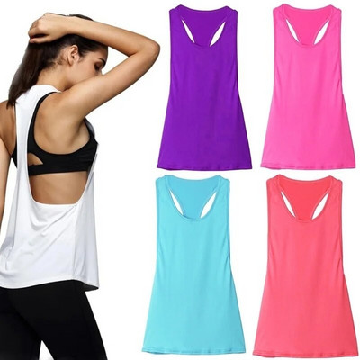 Women`s Tank Tops Blouse Loose Sleeveless Shirt Gym Yoga Vest Training Running Vest  Women Gym Tank Top