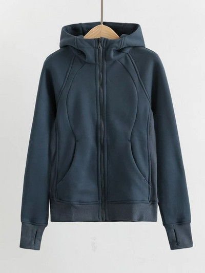 Hoip Jeeky naujas pliušinis paltas Žieminis bėgimo kostiumas Moteriškas pastorintas jogos kostiumas Fitneso kostiumas Treniruotės viršus Šiltos ir aptemptos striukės moterims