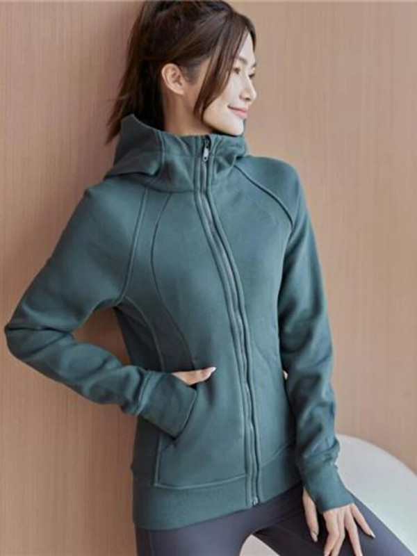 Hoip Jeeky naujas pliušinis paltas Žieminis bėgimo kostiumas Moteriškas pastorintas jogos kostiumas Fitneso kostiumas Treniruotės viršus Šiltos ir aptemptos striukės moterims