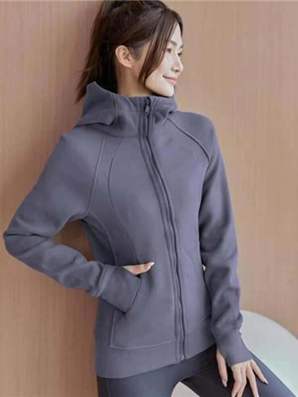 Hoip Jeeky naujas pliušinis paltas Žieminis bėgimo kostiumas Moteriškas pastorintas jogos kostiumas Fitneso kostiumas Treniruotės viršus Šiltos ir aptemptos striukės moterims