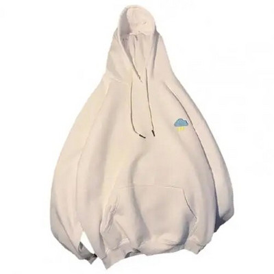 Пуловер с бродирани щампи и джобове, есенна суичър с качулка и дълъг ръкав, едноцветен дамски суичър, блуза, палто