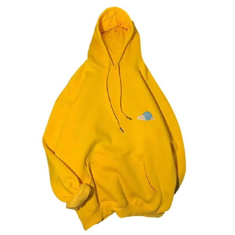 Пуловер с бродирани щампи и джобове, есенна суичър с качулка и дълъг ръкав, едноцветен дамски суичър, блуза, палто