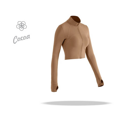 „DANCEFISH“ moteriška stovi apykakle, prigludusi striukė, intensyvi treniruotė, aktyvi apranga, trumpi viršutiniai drabužiai, neslystantis užtrauktukas fitneso paltas