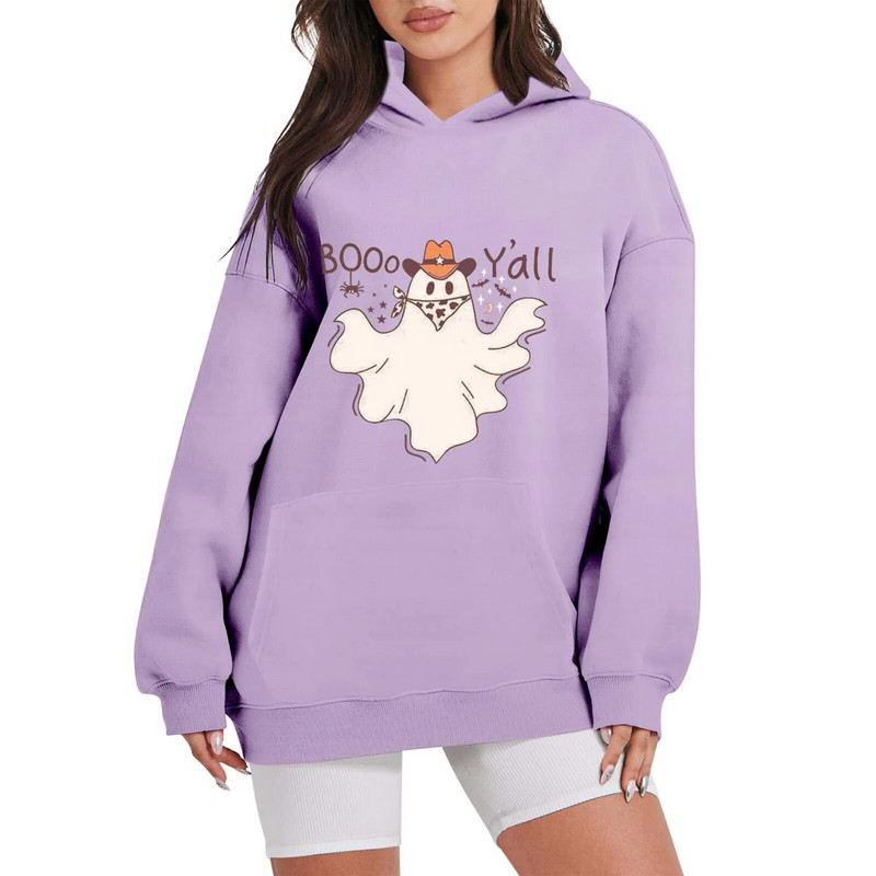 Дамски празник на Хелоуин, пролет и есен, нов свободен голям пуловер с качулка