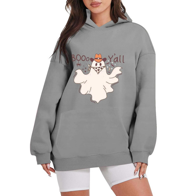 Дамски празник на Хелоуин, пролет и есен, нов свободен голям пуловер с качулка