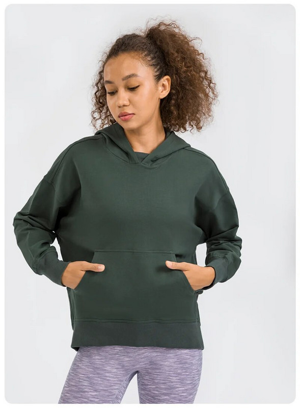 Sieviešu vienkrāsaini džemperi ar aukliņu ar rāvējslēdzēju garām piedurknēm ar O veida kakla izgriezumu Rudens āra biezi silti kapuces Ikdienas sporta tops