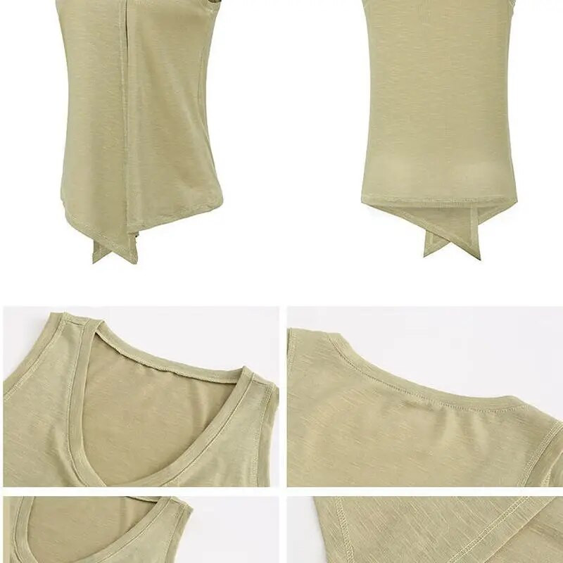 2021 Νέο αθλητικό γιλέκο με λαιμόκοψη γυναικείο γυναικείο τρέξιμο γιόγκα με γρήγορο στέγνωμα με κόμπους casual αθλητικά αμάνικα μπλουζάκια γυμναστικής