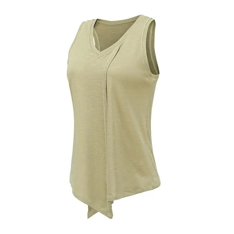 2021 Νέο αθλητικό γιλέκο με λαιμόκοψη γυναικείο γυναικείο τρέξιμο γιόγκα με γρήγορο στέγνωμα με κόμπους casual αθλητικά αμάνικα μπλουζάκια γυμναστικής