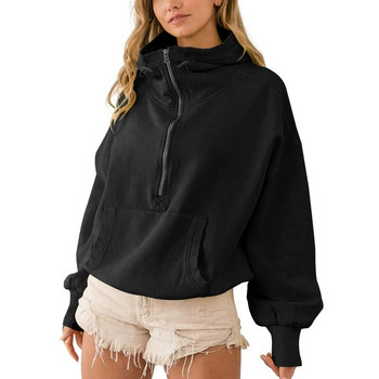 Γυναικείο αθλητικό πουκάμισο με κουκούλα Φθινοπωρινό Χειμώνα Casual Ζεστό φερμουάρ Φαρδύ μακρυμάνικο πουλόβερ με κουκούλα Top Street Φούτερ Παλτό για τρέξιμο