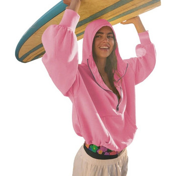 Γυναικείο αθλητικό πουκάμισο με κουκούλα Φθινοπωρινό Χειμώνα Casual Ζεστό φερμουάρ Φαρδύ μακρυμάνικο πουλόβερ με κουκούλα Top Street Φούτερ Παλτό για τρέξιμο