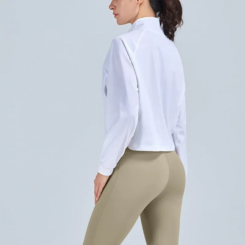 Sieviešu sporta jaka ar garām piedurknēm fitnesa mētelis Ātri nožūstošs džemperis, brīvs rāvējslēdzējs ar kapuci ar augstu kaklu skriešanas sporta apģērba jaka