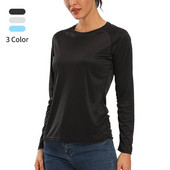 Tricouri pentru femei Tricou cu mânecă lungă în aer liber, uscată rapidă, atletism, drumeții, pescuit, înot, alergare, cămăși cu protecție solară UPF 50+.