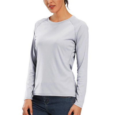 Tricouri pentru femei Tricou cu mânecă lungă în aer liber, uscată rapidă, atletism, drumeții, pescuit, înot, alergare, cămăși cu protecție solară UPF 50+.