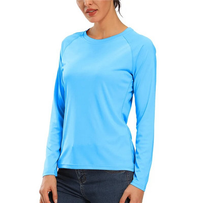 Tricouri pentru femei Tricou cu mânecă lungă în aer liber, uscată rapidă, atletism, drumeții, pescuit, înot, alergare, cămăși cu protecție solară UPF 50+.