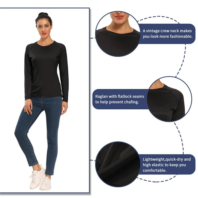 Naiste T-särgid välitingimustes pikkade varrukatega T-särk Kiiresti kuivav sportlik matkamine kalapüügi ujumissärgid UPF 50+ päikesekaitse topp