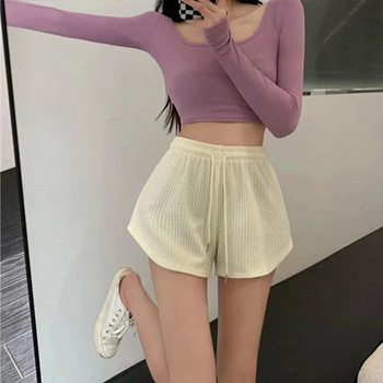 Augstas kvalitātes sieviešu šorti melni šorti ikdienas elastīgas kabatas brīvas vasaras sieviešu apģērbi ar augstu vidukli Joga bikšu bikses Mājsaimniecība