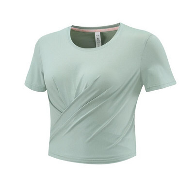 Bluze sport yoga Antrenament în aer liber Alergare Uscare rapidă Sport Cămașă de fitness Respirabil subțire Moda Gâtul O mâneci scurte