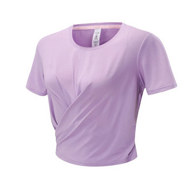 Bluze sport yoga Antrenament în aer liber Alergare Uscare rapidă Sport Cămașă de fitness Respirabil subțire Moda Gâtul O mâneci scurte