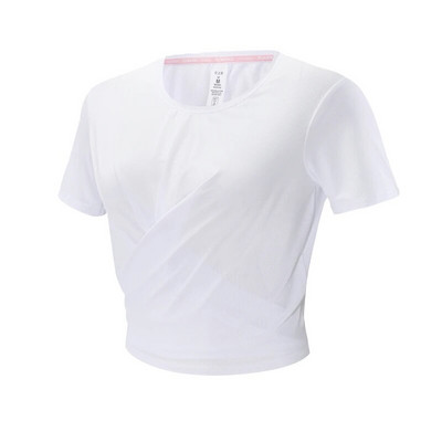 Bluze sport yoga Antrenament în aer liber Alergare Uscare rapidă Sport Cămașă de fitness Respirabil subțire Moda Gâtul O mâneci scurte