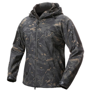 Shark Skin Soft Shell Military Tactical Jacket Ανδρικό αδιάβροχο αντιανεμικό χειμωνιάτικο ζεστό παλτό Καμουφλάζ με κουκούλα Camo Army Clothing