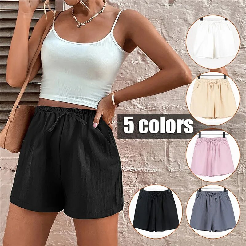 Prevelike kratke hlače za trčanje Ljetne pamučne lanene kratke hlače visokog struka Crne kratke hlače Ženske XL mini hlače Ležerne osnovne kratke sportske hlače