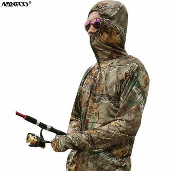 Лятно слънцезащитно яке за риболов с дълъг ръкав яке за колоездене с качулка Tree Bionic Camouflage Hunting Jungle Ghillie Suit