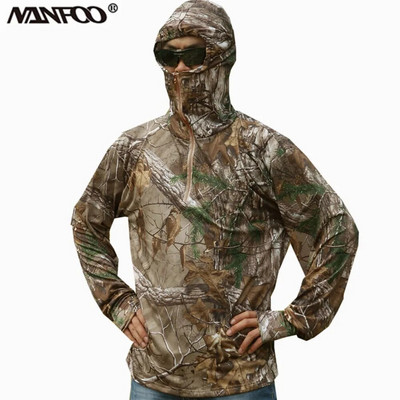 Summer Sun Protection Fishing Jacket Long-Sleeved Cycling Hooded Jacket Tree Bionic Camouflage Hunting Jungle Ghillie Suit
