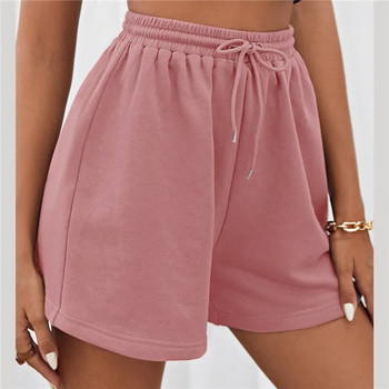 Pantaloni scurți de damă Pantaloni scurți de sport ocazional Pantaloni de jos Pantaloni fierbinți Îmbrăcăminte pentru acasă Buzunare cu talie elastică Solid Casual cu talie înaltă Picior timp liber