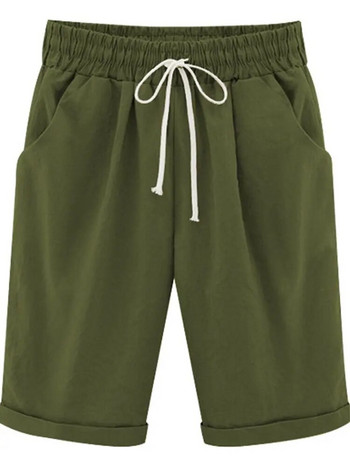 Ležerne kratke ženske kratke hlače za plažu Jednobojne uzice s elastičnim džepovima u struku Kratke hlače Ženske ljetne kratke hlače visokog struka za odmor